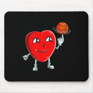 Heart Basketball Player Valentines Day Cute Sports Mouse Pad