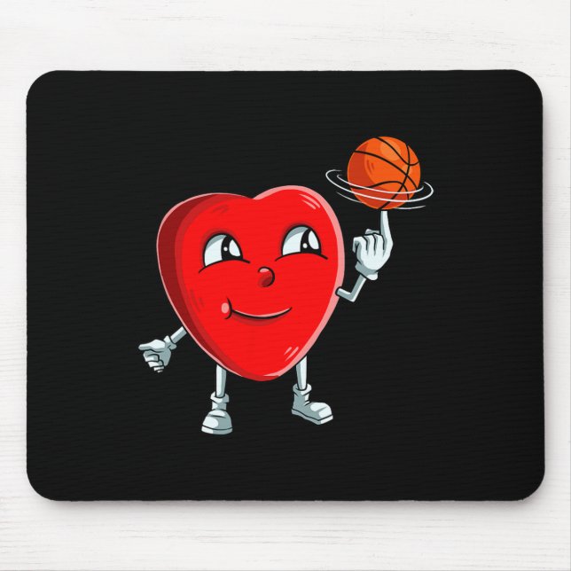 Heart Basketball Player Valentines Day Cute Sports Mouse Pad (Front)
