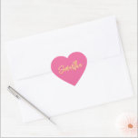HEART BAT MITZVAH modern pretty pink gold script Sticker<br><div class="desc">by kat massard >>> WWW.SIMPLYSWEETPAPERIE.COM <<< 
Love the design,  but would like to see some changes - another colour scheme,  product,  add a photo or adapted for a different occasion - no worries simply contact me,  kat@simplysweetPAPERIE.com - I am happy to help!</div>