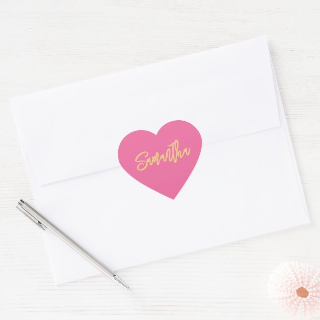 HEART BAT MITZVAH modern pretty pink gold script Sticker (Envelope)