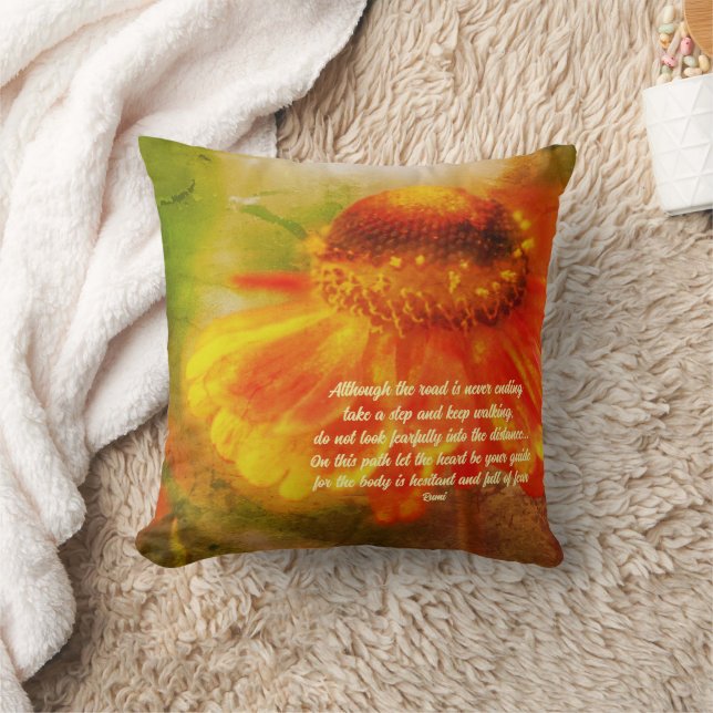 Heart Be Your Guide Zinnia Inspirational Quote  Cushion (Blanket)