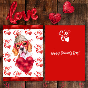 Heart Beagle Dog Lover Valentine Gift Holiday Card