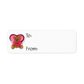 Heart Bear Return Address Label