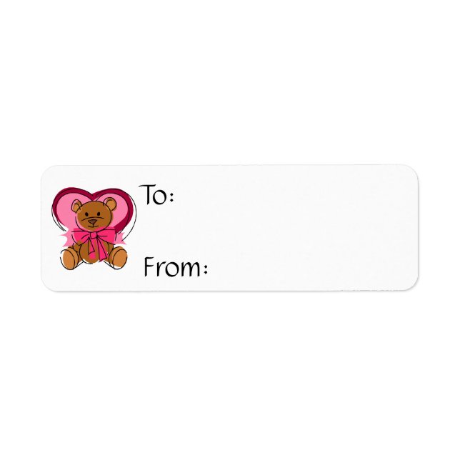 Heart Bear Return Address Label (Front)