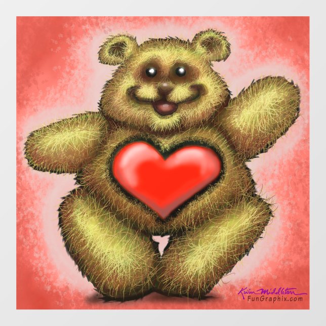 Heart Bear Window Cling (Sheet)
