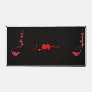 Heart Beat & Blood Donation Desk Mat | Medical ECG