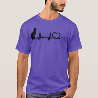 heart beat cat funny T-Shirt