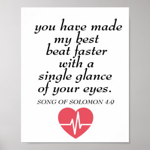 Heart Beat Faster Romantic Bible Verse Quote Poster
