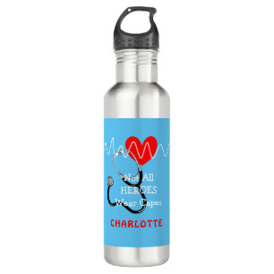 Heart Beat Line Stethoscope Medical Symbols 710 Ml Water Bottle