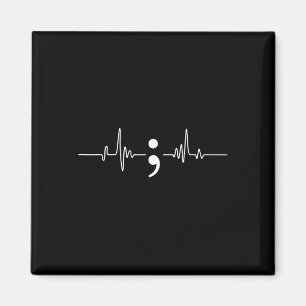 Heart Beat Semicolon Mental Health Awareness  Magnet
