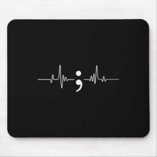 Heart Beat Semicolon Mental Health Awareness  Mouse Pad