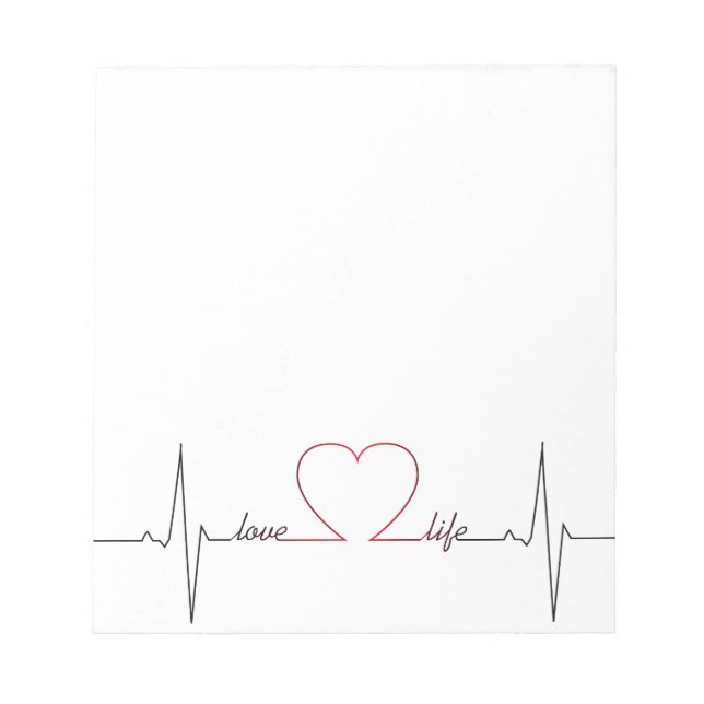 Heart beat with love life inspirational quote notepad (Front)