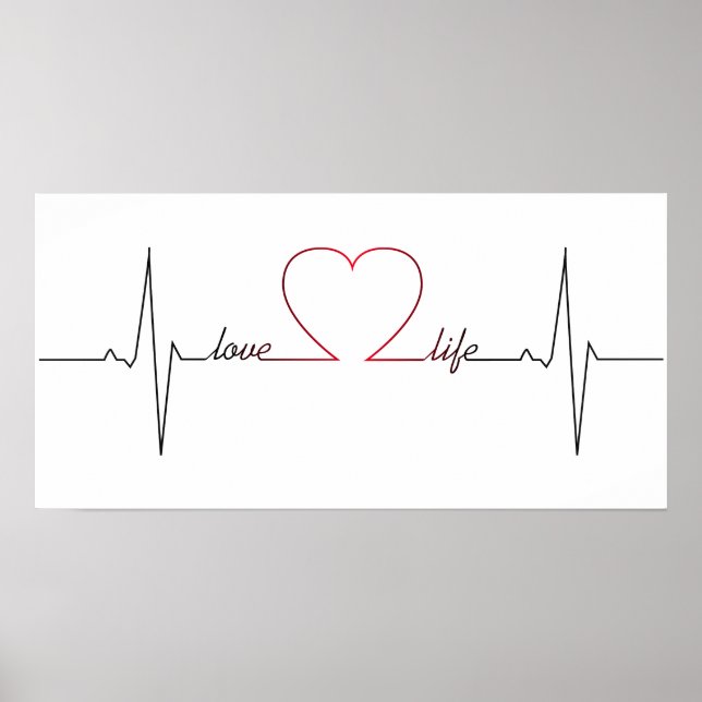 Heart beat with love life inspirational quote poster (Front)