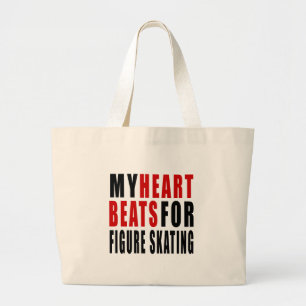 HEART BEATS FOR FIGURE SKATING LARGE TOTE BAG