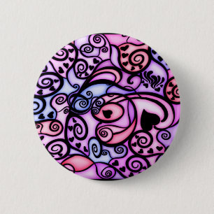Heart Beats Singing, Stained Glass style 6 Cm Round Badge