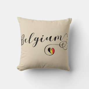 Heart Belgium Pillow, Belgian Flag Cushion