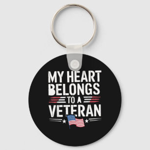Heart Belong To A Veteran Memorial Day Military Key Ring