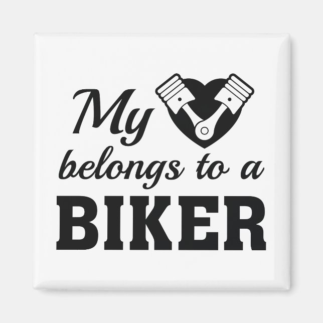 Heart Belongs Biker Magnet (Front)