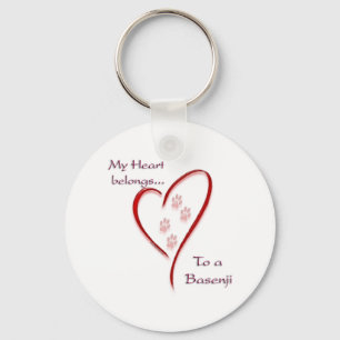 Heart Belongs to Basenji; Love Basenji Key Ring