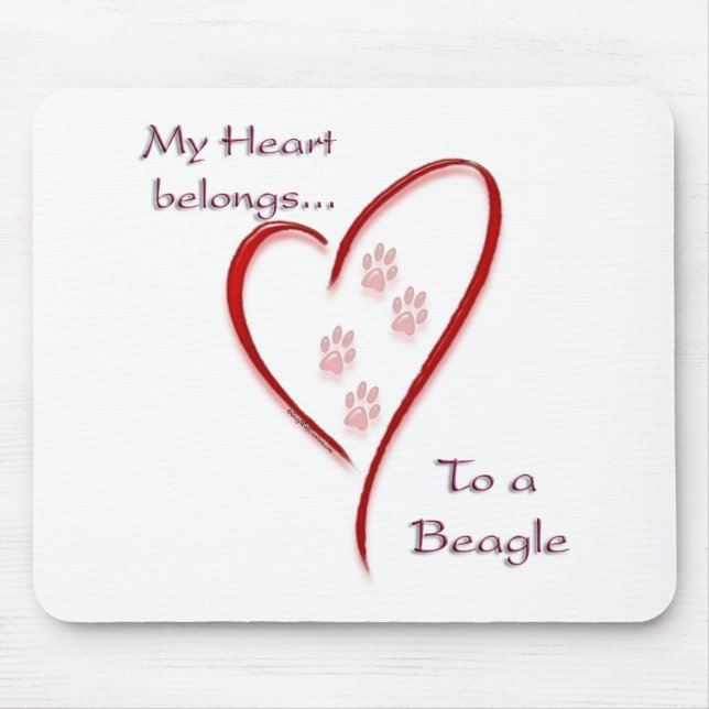 Heart Belongs to Beagle; Love Beagles; Beagle Love Mouse Pad (Front)