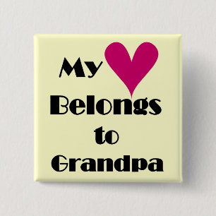 Heart Belongs to Grandpa Tshirts and Gifts 15 Cm Square Badge