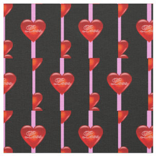 heart/big/small red heart/Love/black pink stripe Fabric