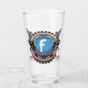 Heart birds Facebook logo Glass