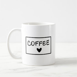 Heart Black and White Handwritten Cute Coffee Mug