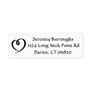 Heart Black And White Love / Wedding Return Address Label