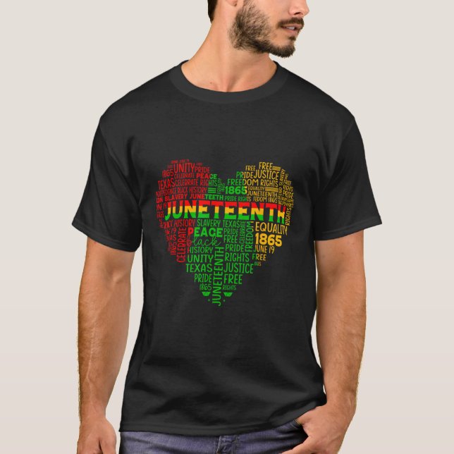 Heart Black History Afro American African Freedom  T-Shirt (Front)