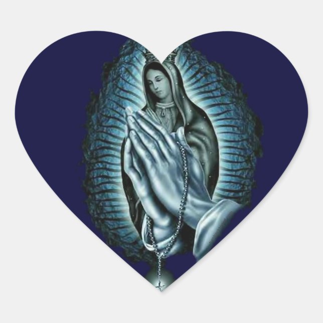 Heart Blessed Virgin Mary Prayer Rosary Sticker (Front)