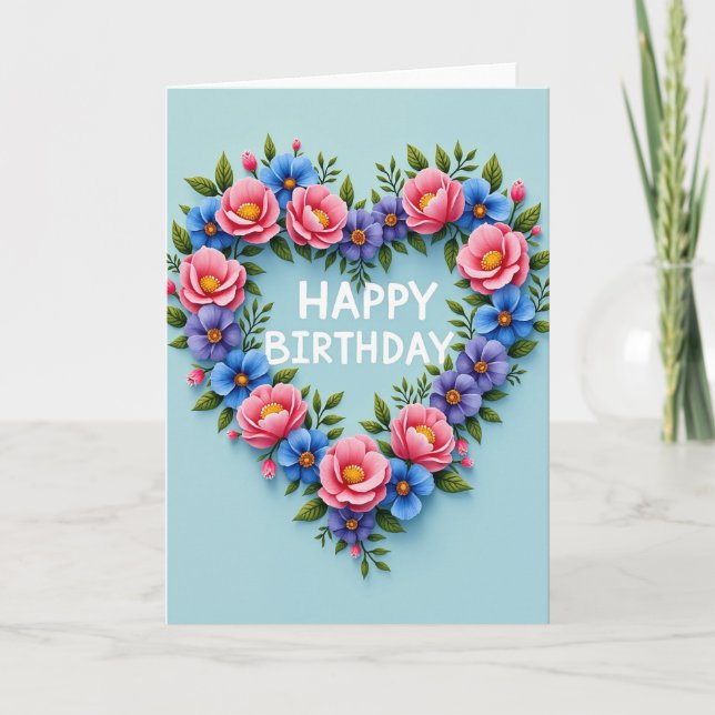 Heart Bloom Celebration Card (Front)