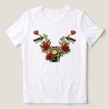 Heart Bloom Rider Women’s Floral Motorcycle T‑Shir