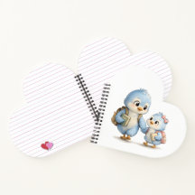 Heart Blue Bird Siblings Notebook