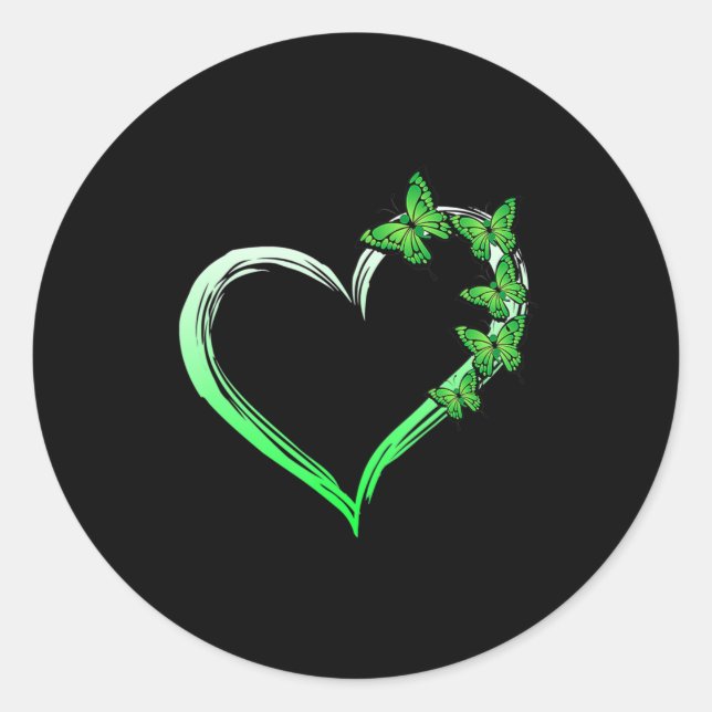 Heart Blue Butterfly Spreading Mental Health Aware Classic Round Sticker (Front)