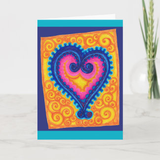 Heart Blue Holiday Card