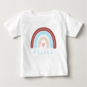 Heart Boho Rainbow with Personalised Name  Baby T-Shirt