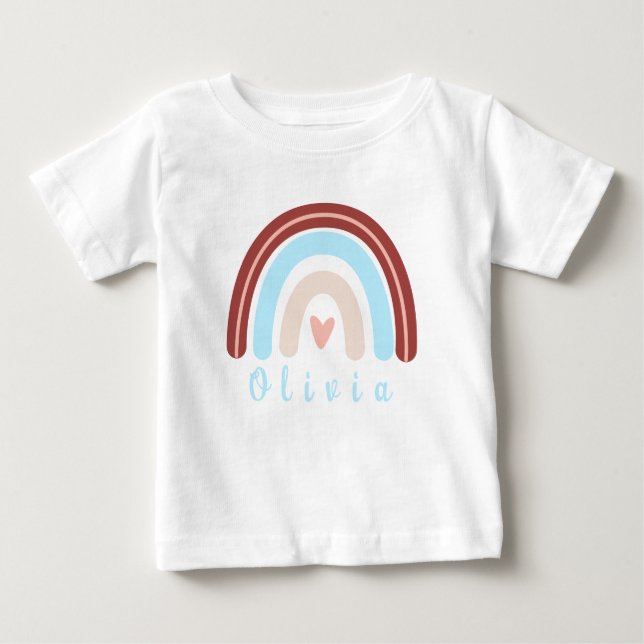 Heart Boho Rainbow with Personalised Name  Baby T-Shirt (Front)