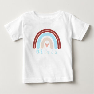 Heart Boho Rainbow with Personalized Name Baby T-Shirt