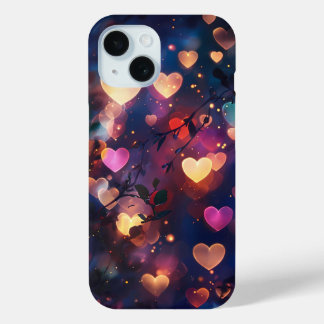 Heart Bokeh Lights in a Dreamy Night Garden iPhone 15 Case