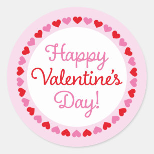 Heart Border Happy Valentine's Day Round Sticker