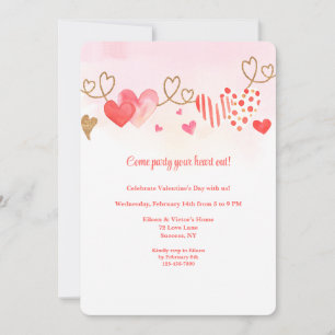 Heart Border Valentine  Invitation