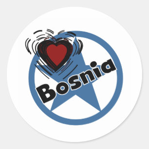 Heart Bosnia Classic Round Sticker