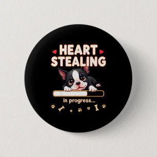 Heart Boston Terrier Dog Funny Gift Bostie Puppy 6 Cm Round Badge