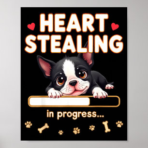 Heart Boston Terrier Dog Funny Gift Bostie Puppy Poster