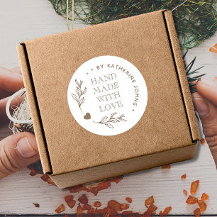 Heart Botanical Handmade with Love  Classic Round Sticker