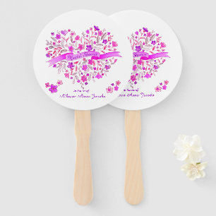 Heart bouquet purple pink bridal shower fans