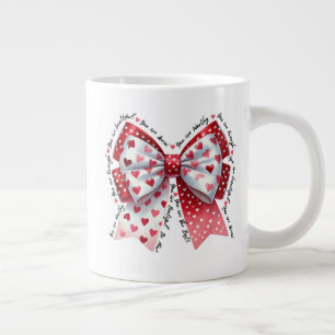 Heart Bow & Affirmations Large Coffee Mug