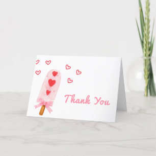 Heart Bow Ice Cream Ready To Pop Baby Shower Thank You Card