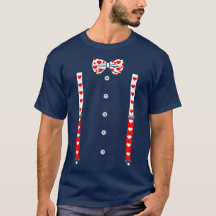 Heart Bow Tie And Suspenders Cupid Valentines T-Shirt